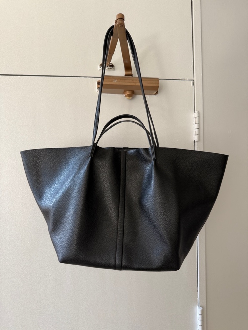All Saints Black Leather Tote Bag